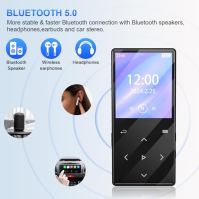 Gueray 128GB MP3 přehrávač s Bluetooth 5.0 Přenosný digitální hudební přehrávač s HiFi zvukem Vestavěný reproduktor Podpora FM r